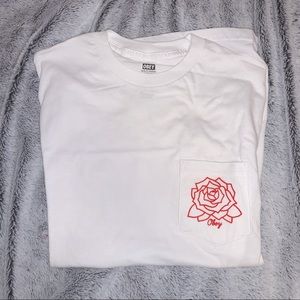 Obey T-shirt with Rose Pocket 🌹